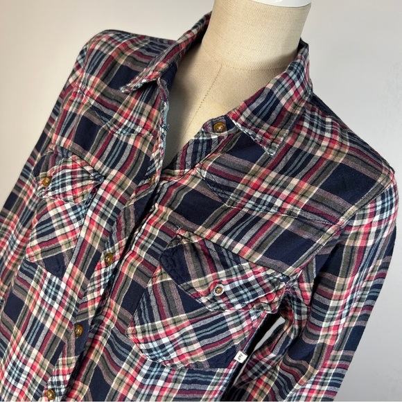 Abercrombie & Fitch Plaid Women’s Button Down Shirt - Navy and Red M - Picture 5 of 12